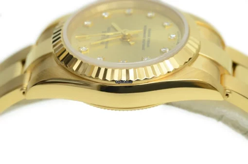 Best Replica Rolex Oyster Perpetual 67198 Caliber 2130 Automatic Movement Yellow Gold Case Womens Watch - Image 7