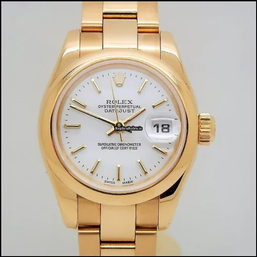 Ideal Fake Rolex Lady-datejust 179168 Caliber 2235 Automatic Movement 26mm Yellow Gold Case Womens Watch