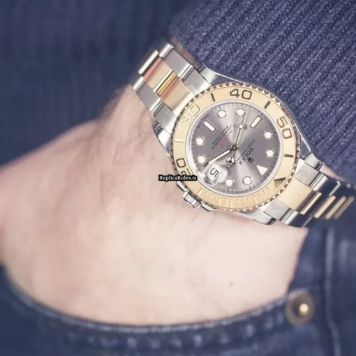 Superb Replica Rolex Yacht-master 168623 Caliber 2235 Automatic Movement 35mm Gold/steel Case Mens/unisex Watch - Image 11