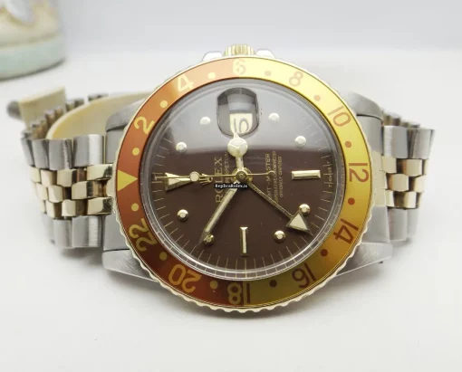 Wonderful Clone Rolex Gmt-master 1675 Caliber 1570 Automatic Movement 40mm Gold/steel Case Mens/unisex Watch - Image 10