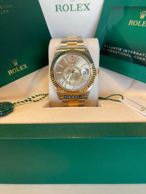 Top Replica Rolex Sky-dweller 326933 Caliber 9001 Automatic Movement 42mm Gold/steel Case Mens/unisex Watch - Image 5