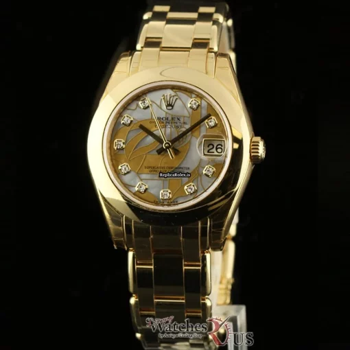 Unique Replica Rolex Pearlmaster 81208 Caliber 2235 Automatic Movement 34mm Yellow Gold Case Womens Watch - Image 2