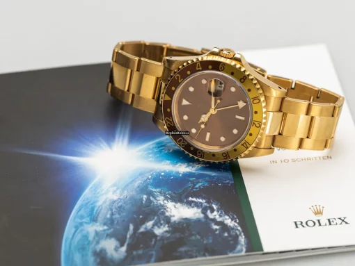 Design Copies Rolex Gmt-master II 16718 Cosc Automatic Movement 40mm Yellow Gold Case Mens/unisex Watch - Image 7