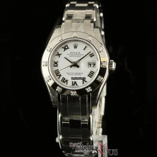 Luxury Replica Rolex Lady-datejust Pearlmaster 80319 Caliber 2235 Automatic Movement 29mm White Gold Case Womens Watch - Image 2