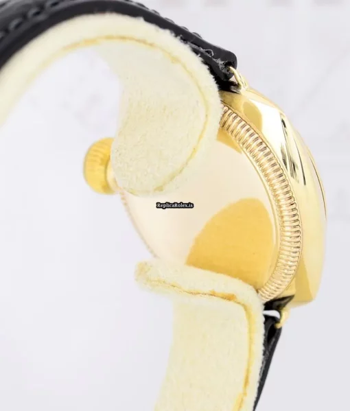 Trustworthy Imitation Rolex Oyster Perpetual 1336 Kaliber Manual Winding Movement 26mm Yellow Gold Case Womens Watch - Image 7