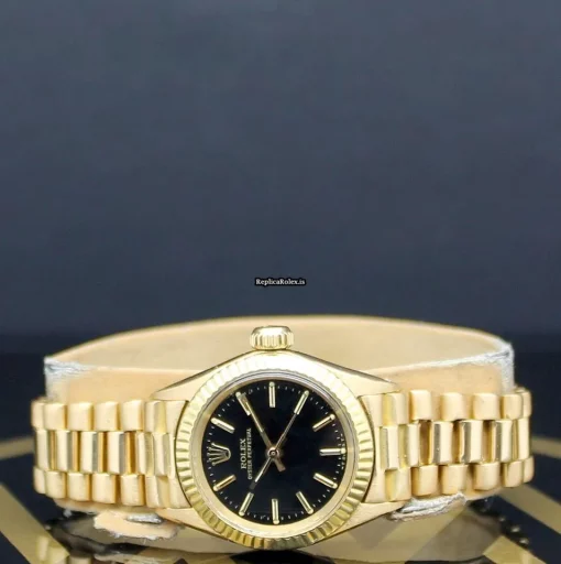 Popular Replica Rolex Oyster Perpetual 6618 Caliber 2030 Automatic Movement 26mm Yellow Gold Case Womens Watch