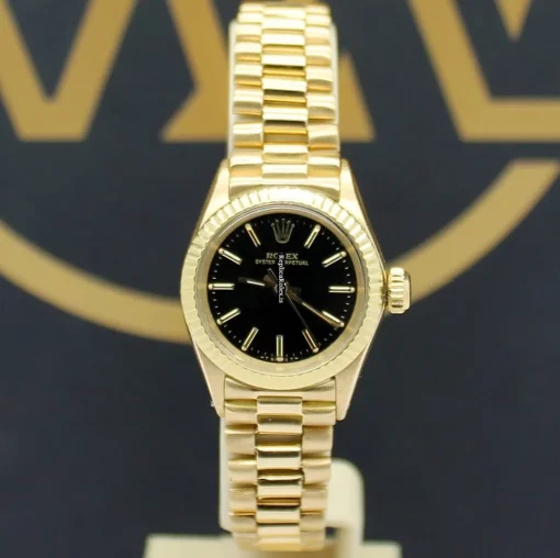 Popular Replica Rolex Oyster Perpetual 6618 Caliber 2030 Automatic Movement 26mm Yellow Gold Case Womens Watch - Image 6