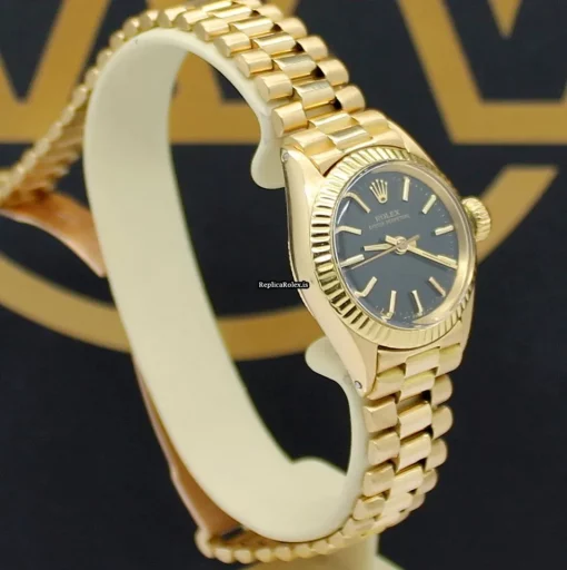Popular Replica Rolex Oyster Perpetual 6618 Caliber 2030 Automatic Movement 26mm Yellow Gold Case Womens Watch - Image 7