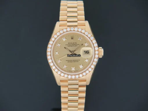 Great Replica Rolex Lady-datejust 69138 Automatic Movement 26mm Yellow Gold Case Mens/unisex Watch - Image 3