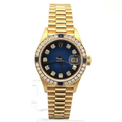 Inexpensive Replica Rolex Lady-datejust 69088 Automatic Movement 28mm Yellow Gold Case Womens Watch - Image 2