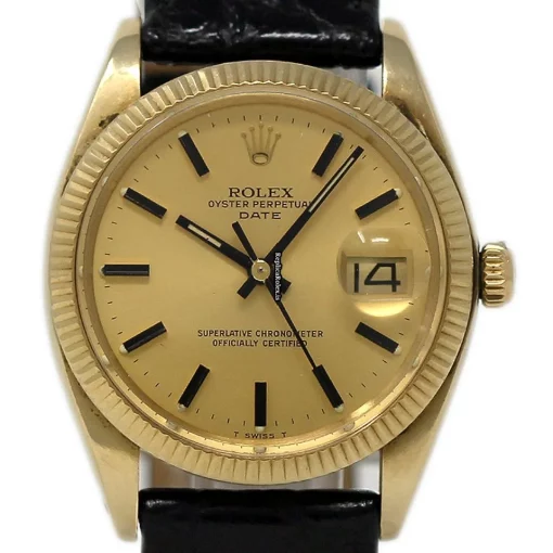 Neat Replica Rolex Oyster Perpetual Date 1503 Automatic Movement 34mm Yellow Gold Case Mens/unisex Watch