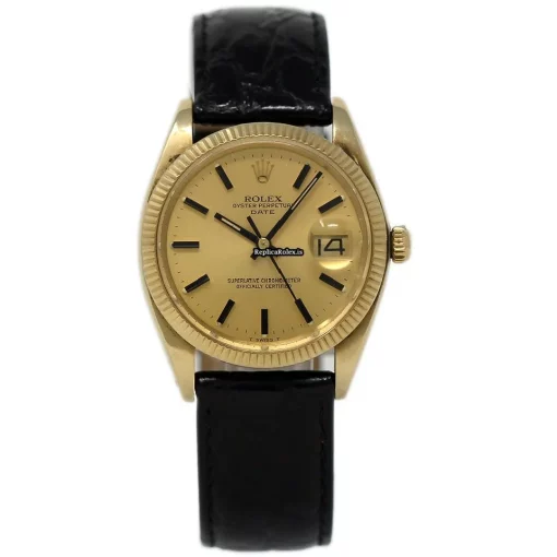 Neat Replica Rolex Oyster Perpetual Date 1503 Automatic Movement 34mm Yellow Gold Case Mens/unisex Watch - Image 2