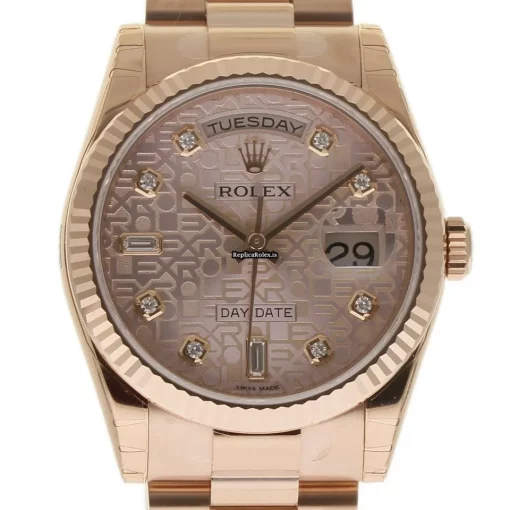1:1 Fake Rolex Day-date 36 118235 Caliber 3155 Automatic Movement 36mm Rose Gold Case Mens/unisex Watch