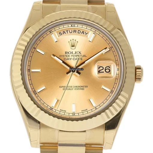 Swiss Fake Rolex Day-date II 218238 Caliber 3156 Automatic Movement 41mm Yellow Gold Case Mens/unisex Watch