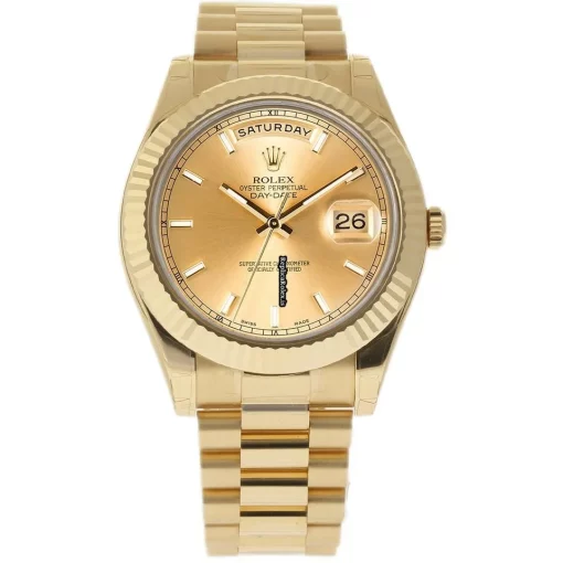 Swiss Fake Rolex Day-date II 218238 Caliber 3156 Automatic Movement 41mm Yellow Gold Case Mens/unisex Watch - Image 2