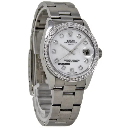 Excellent Replica Rolex Oyster Perpetual Date 15000 Automatic Movement 34mm Steel Case Womens Watch - Image 5