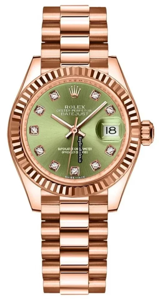 Pleasing Copies Rolex Lady-datejust 279175 Automatic Movement 28mm Rose Gold Case Womens Watch