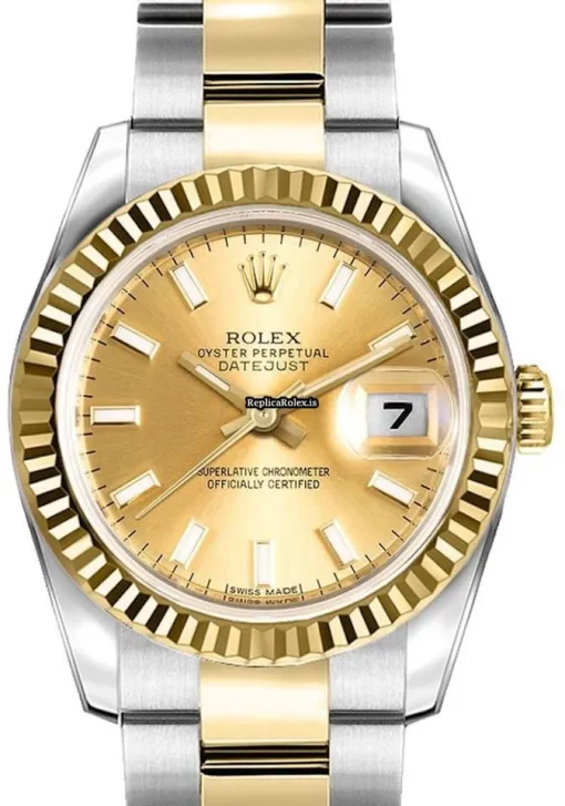Superb Fake Rolex Lady-datejust 179173 Caliber 2235 Automatic Movement 26mm Gold/steel Case Womens Watch