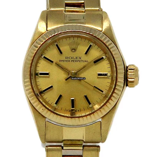 Aaa Replica Rolex Oyster Perpetual 26 6719 Automatic Movement 26mm Yellow Gold Case Womens Watch