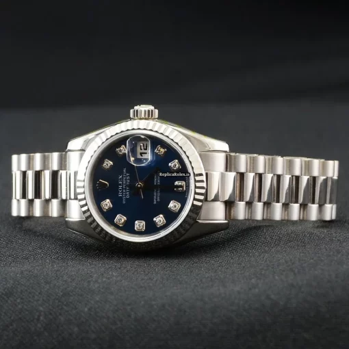 Design Replica Rolex Lady-datejust 179179 Caliber 2235 Automatic Movement 26mm White Gold Case Womens Watch - Image 6