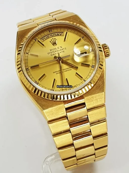 Superb Replica Rolex Day-date Oysterquartz 19018 Caliber 5055 Quartz Movement 36mm Yellow Gold Case Mens/unisex Watch