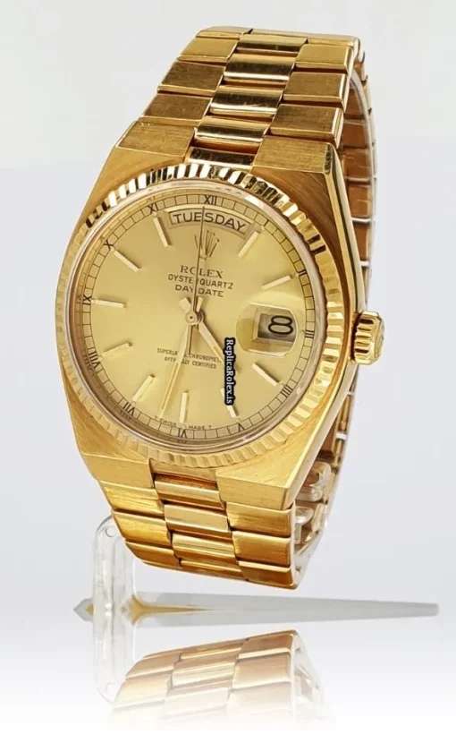 Superb Replica Rolex Day-date Oysterquartz 19018 Caliber 5055 Quartz Movement 36mm Yellow Gold Case Mens/unisex Watch - Image 2