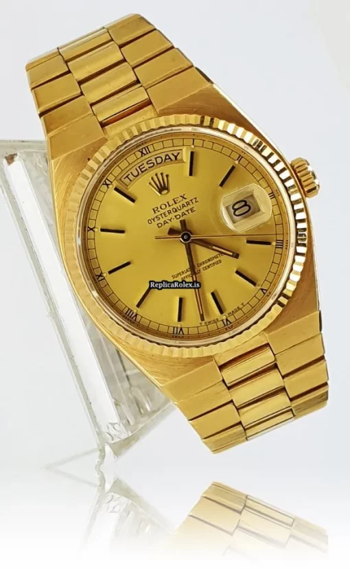 Superb Replica Rolex Day-date Oysterquartz 19018 Caliber 5055 Quartz Movement 36mm Yellow Gold Case Mens/unisex Watch - Image 3