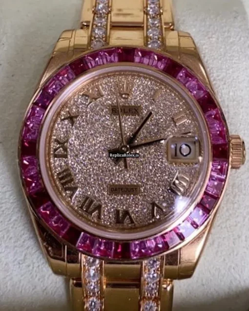 Wonderful Fake Rolex Pearlmaster 81348saro Automatic Movement Yellow Gold Case Mens/unisex Watch
