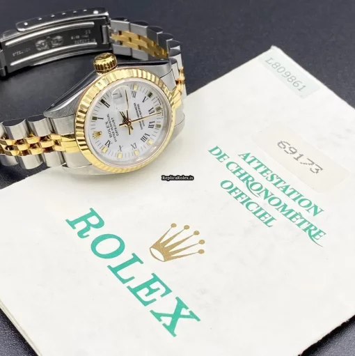 Aaa Fakes Rolex Lady-datejust 69173 Caliber 2135 Automatic Movement 26mm Gold/steel Case Womens Watch - Image 2