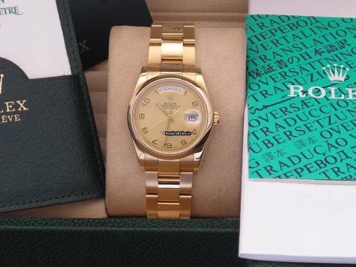 Top Fake Rolex Day-date 36 118208 Caliber 3155 Automatic Movement 36mm Yellow Gold Case Mens/unisex Watch - Image 6