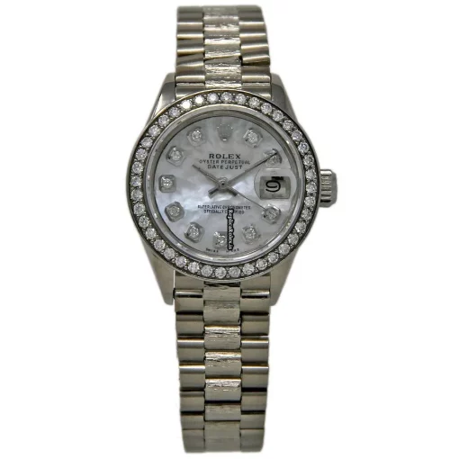 High-end Fakes Rolex Lady-datejust 6917 Automatic Movement 26mm White Gold Case Womens Watch - Image 2