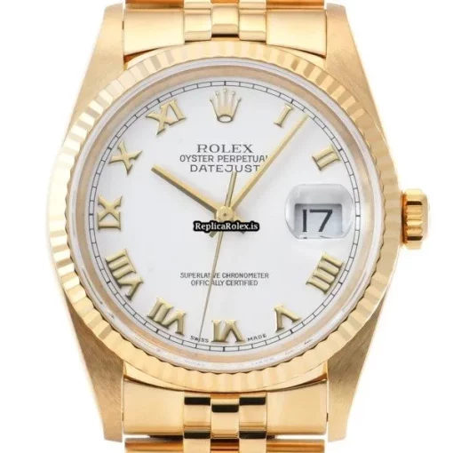 Offering Replica Rolex Datejust 16238 Caliber 3135 Automatic Movement 36mm Yellow Gold Case Watch - Image 6