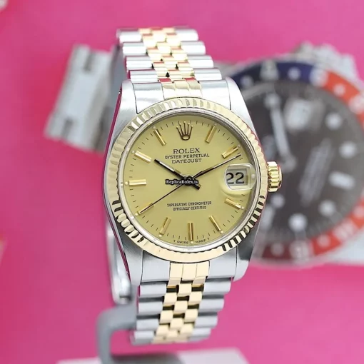 Amazing Fake Rolex Lady-datejust 68273 Caliber 2135 Automatic Movement 31mm Gold/steel Case Womens Watch - Image 5