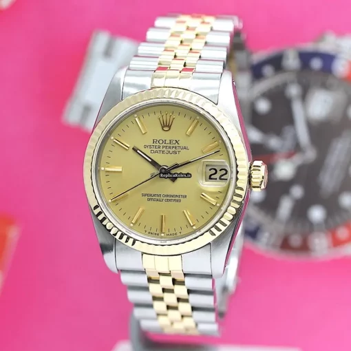 Amazing Fake Rolex Lady-datejust 68273 Caliber 2135 Automatic Movement 31mm Gold/steel Case Womens Watch - Image 8