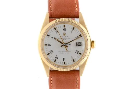 Exquisite Fake Rolex Oyster Perpetual Date 1500 Caliber 1570 Automatic Movement 34mm Yellow Gold Case Mens/unisex Watch