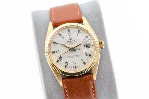 Exquisite Fake Rolex Oyster Perpetual Date 1500 Caliber 1570 Automatic Movement 34mm Yellow Gold Case Mens/unisex Watch - Image 8
