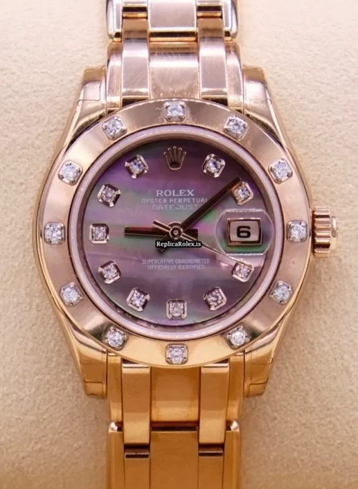 Luxury Copies Rolex Lady-datejust Pearlmaster 80315 Caliber 2235 Automatic Movement 29mm Rose Gold Case Womens Watch
