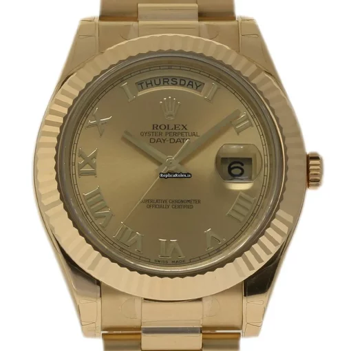 Fine Fake Rolex Day-date II 218238 Caliber 3156 Automatic Movement 41mm Yellow Gold Case Mens/unisex Watch