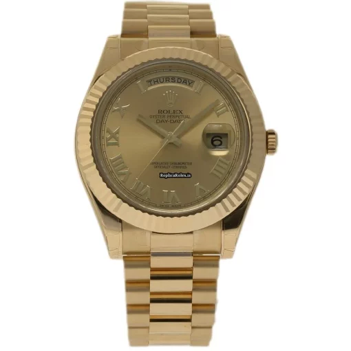 Fine Fake Rolex Day-date II 218238 Caliber 3156 Automatic Movement 41mm Yellow Gold Case Mens/unisex Watch - Image 2