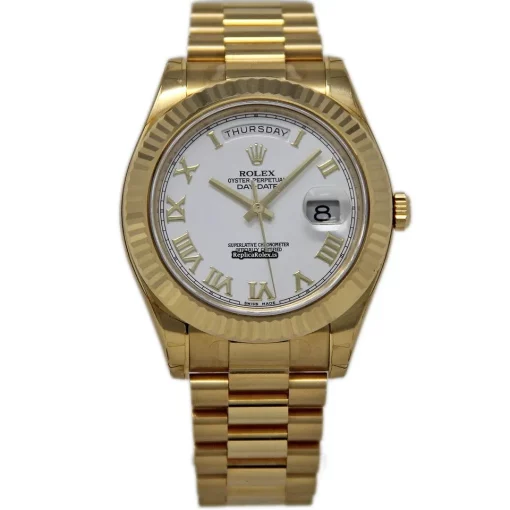 Offering Fake Rolex Day-date II 218238 Caliber 3156 Automatic Movement 41mm Yellow Gold Case Mens/unisex Watch - Image 2