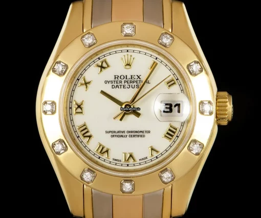 1:1 Imitation Rolex Lady-datejust Pearlmaster Caliber 2135 Automatic Movement 29mm Yellow Gold Case Womens Watch