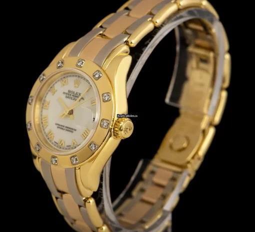 1:1 Imitation Rolex Lady-datejust Pearlmaster Caliber 2135 Automatic Movement 29mm Yellow Gold Case Womens Watch - Image 2