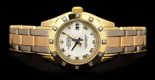 1:1 Imitation Rolex Lady-datejust Pearlmaster Caliber 2135 Automatic Movement 29mm Yellow Gold Case Womens Watch - Image 4