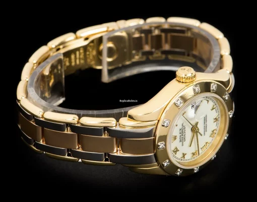 1:1 Imitation Rolex Lady-datejust Pearlmaster Caliber 2135 Automatic Movement 29mm Yellow Gold Case Womens Watch - Image 5