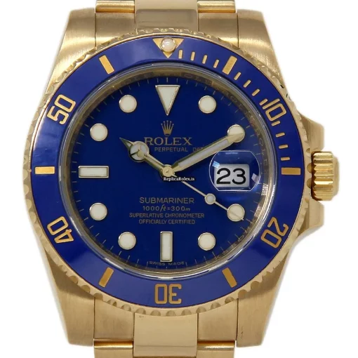Amazing Replica Rolex Submariner Date 116618 Caliber 3135 Automatic Movement 40mm Yellow Gold Case Mens/unisex Watch