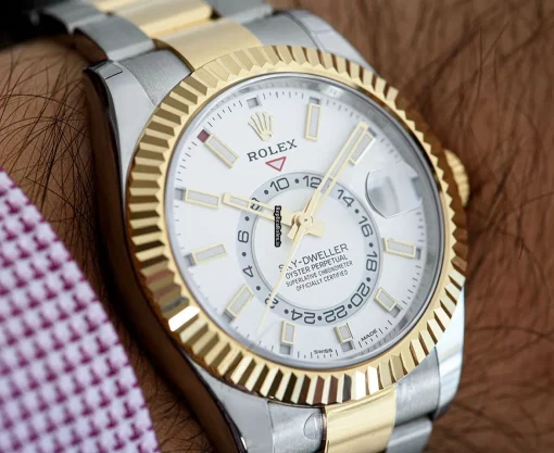 Exquisite Fake Rolex Sky-dweller 326933 Automatic Movement 42mm Gold/steel Case Mens/unisex Watch - Image 9