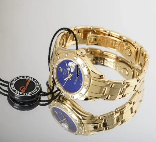 Unique Fake Rolex Lady-datejust Pearlmaster Caliber 2135 Automatic Movement 29mm Yellow Gold Case Womens Watch - Image 8