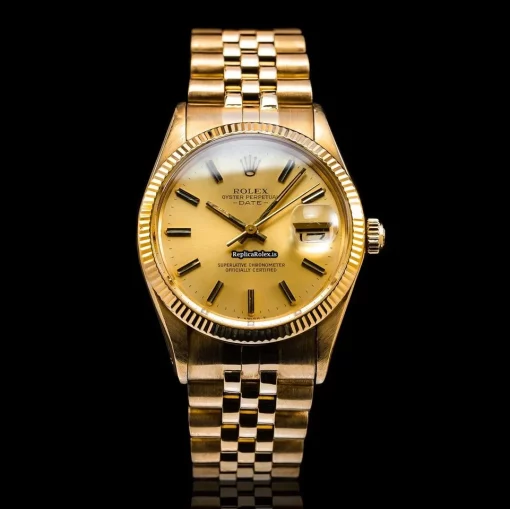 Excellent Replica Rolex Oyster Perpetual Date 15038 Caliber 3035 Automatic Movement 34mm Yellow Gold Case Mens/unisex Watch - Image 8