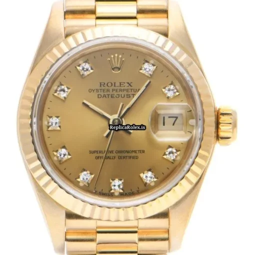 Incredible Replica Rolex Lady-datejust 69178g Automatic Movement 26mm Yellow Gold Case Womens Watch - Image 6