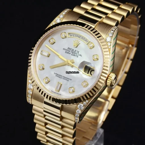 Inexpensive Replicas Rolex Day-date 36 118338 Caliber 3155 Automatic Movement 36mm Yellow Gold Case Mens/unisex Watch - Image 9
